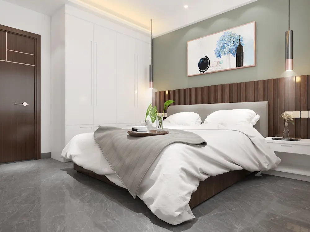 Bedroom renovation in Yonkers and Westchester with modern lighting, flooring, and interior design